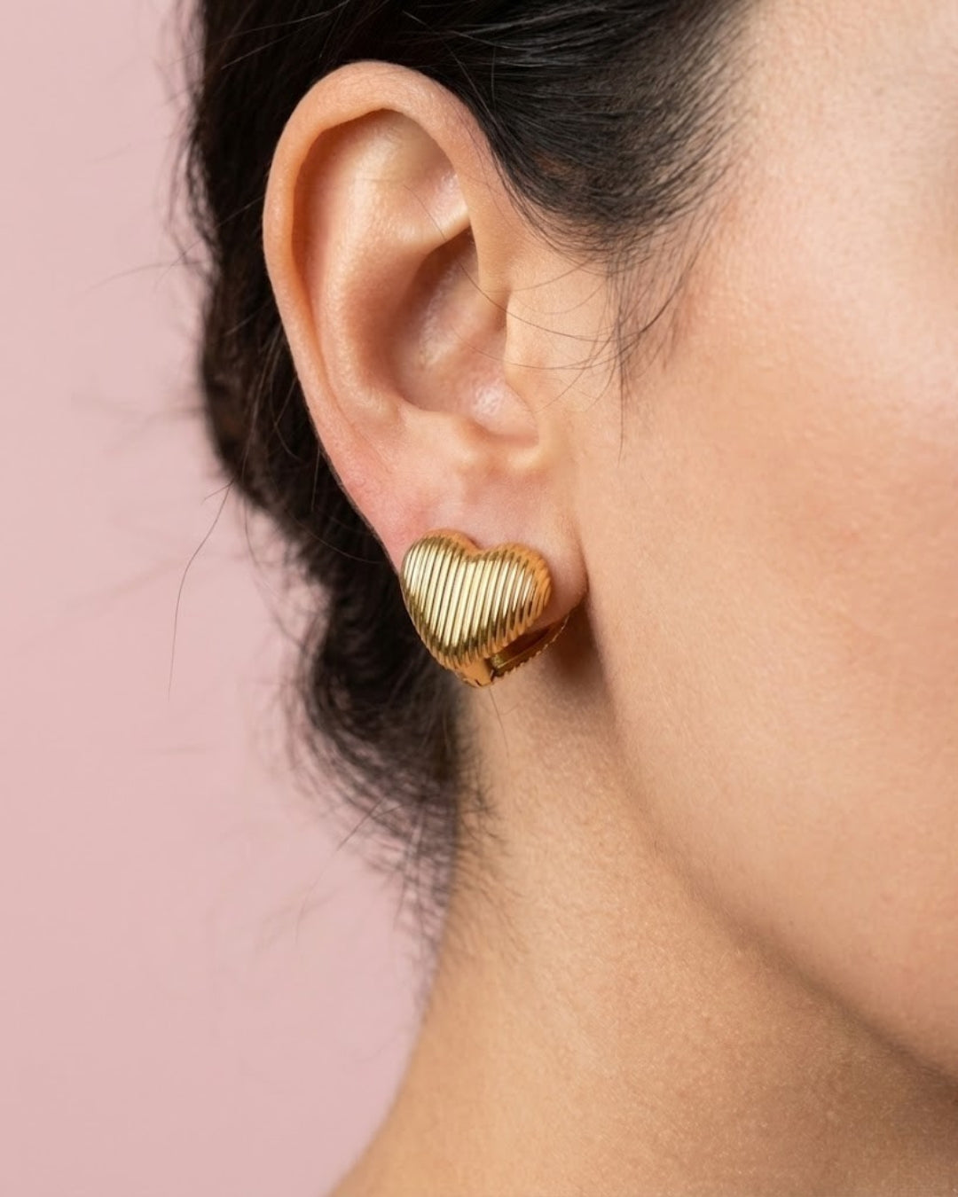 Boucles d’oreilles – Coeur Texturée