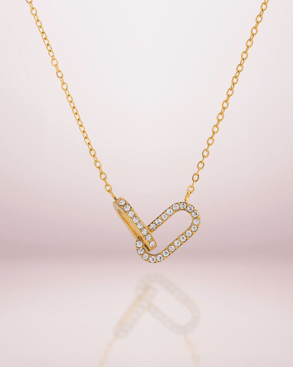 Collier doré minimaliste avec zircon blanc pour femme